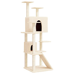 Helloshop26 Arbre à chat meuble tour grimper jouet grattage grattoir escalade plateforme avec griffoirs en sisal 153 cm crème 02_0022483