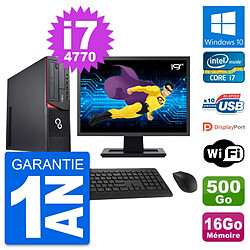 PC Fujitsu E920 DT Ecran 19" Intel i7-4770 RAM 16Go Disque 500Go Windows 10 Wifi - Occasion