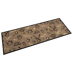 vidaXL Tapis de cuisine lavable imprimé Morning brun 60x180 cm velours