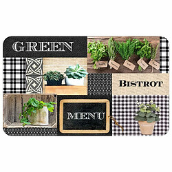 Paris Prix Tapis de Cuisine Mousse Green Bistrot 45x75cm Multicolore