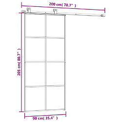 vidaXL Porte coulissante avec kit de quincaillerie 90x205 cm Verre ESG pas cher