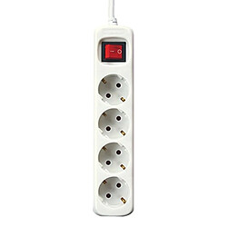 Rallonge 4 prises Schuko avec interrupteur Silver Electronics Blanc