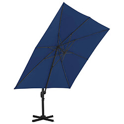 Avis ComfortXL Parasol Déporté Avec Mât En Aluminium 3x3 M Bleu Azur