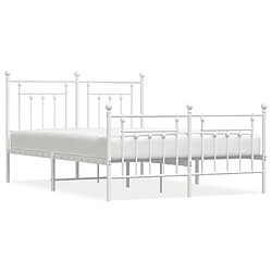 Maison Chic Lit adulte - Lit simple Cadre de lit métal avec tête de lit/pied de lit,Structure du lit Contemporain pour chambre blanc 140x190cm -MN51275