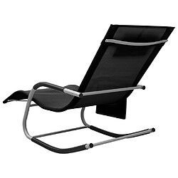 Avis Helloshop26 Transat chaise longue bain de soleil lit de jardin terrasse meuble d'extérieur textilène noir et gris 02_0012938