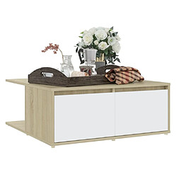 Avis Maison Chic Table basse,Table Console Table d'appoint, Table pour salon Blanc et chêne sonoma 80x80x31 cm Aggloméré -MN94476