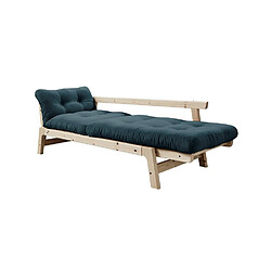 Avis Inside 75 Banquette convertible futon STEP pin massif coloris bleu pétrole couchage 70x200 cm.