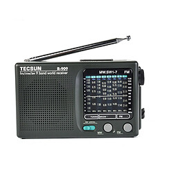 Universal Radios portatives FM/AM/SW - Gris Radio portable multi-bandes à 9 bandes - Réception ultra-sensible - Design élégant - Antenne rotative - Alimentation 3V