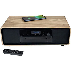 Micro-chaîne Bluetooth - THOMSON - Bois/Noir - Radio FM/DAB+/CD/MP3/USB/Induction, 75W, Affichage LCD, Télécommande, Alim. 230V