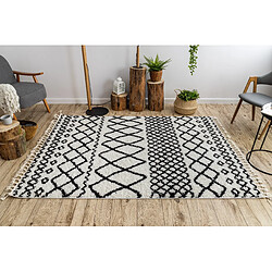 RUGSX Tapis BERBER SAFI N9040 blanc et noir Franges berbère marocain shaggy 160x220 cm pas cher