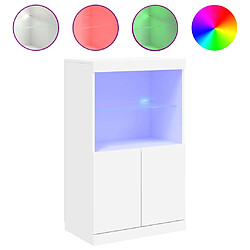 Maison Chic Commode Buffet - Meuble de rangement avec lumières LED blanc 60,5x37x100 cm -GKD47116