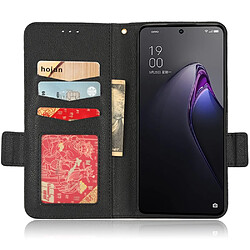 Etui en PU texture litchi, fermoir magnétique avec support et sangle pour Oppo Reno8 Pro + 5G (Global Version)/Reno8 Pro 5G (Global Version) - noir