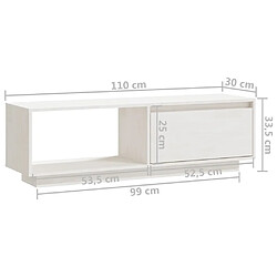 vidaXL Meuble TV Blanc 110x30x33,5 cm Bois de pin massif pas cher