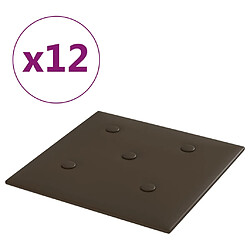 vidaXL Panneaux muraux 12 pcs Marron 30x30 cm Similicuir 1,08 m²