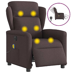 vidaXL Fauteuil de massage inclinable électrique Marron foncé Tissu