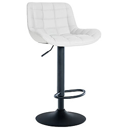 Decoshop26 Tabouret de bar x1 structure métallique noir assise en PVC blanc avec surpiqûres 10_0005443