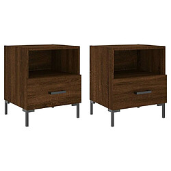 Maison Chic Lot de 2 Tables de chevet,Table de nuit,Table d'appoint pour salon chêne marron 40x35x47,5 cm -MN42106