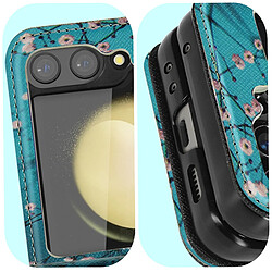 Avizar Coque Plum Blossom pour Samsung Galaxy Z Flip 5 Rigide revêtement simili cuir pas cher