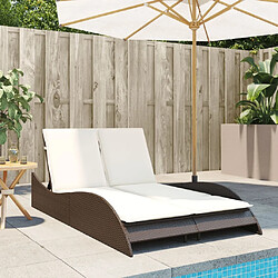 Avis Maison Chic Chaise longue avec coussins, Transats, Bain de Soleil marron 114x205x73 cm résine tressée