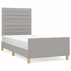 Maison Chic Lit adulte - Cadre Structure de lit avec tête de lit Contemporain Gris clair 100x200 cm Tissu -MN15998