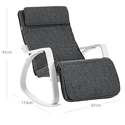 Avis Helloshop26 Fauteuil à bascule en bois de bouleau chaise berçante avec repose-pieds réglable en 5 angles imitation lin capacité de charge 150 kg salon gris foncé 12_0002780