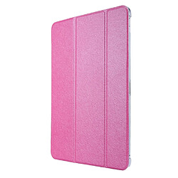 Etui en PU Texture de soie avec support tri-pliure rose pour votre Apple iPad Pro 12.9 pouces (2021)