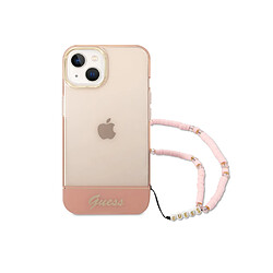 Guess Maroquinerie Guess Coque pour Apple iPhone 14 Colors avec lanière perlée Rose