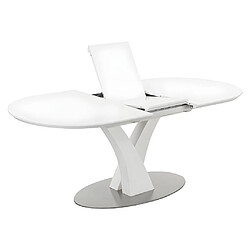 Acheter Vente-Unique Table à manger extensible - 6 à 8 personnes - MDF et métal inoxydable - Blanc laqué - TALARA