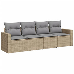 Maison Chic Salon de jardin avec coussins 4 pcs | Ensemble de Table et chaises | Mobilier d'Extérieur beige résine tressée -GKD57492