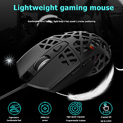 Avis Universal Souris gaming légère, symétrique, ergonomique, rétroéclairée RVB, 6 vitesses, 6200 ppp | Mouse (noire)