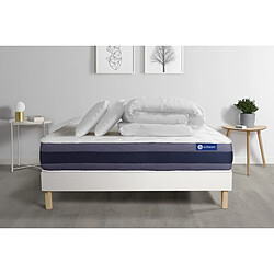 ACTISOM Pack prêt à dormir matelas Latex + Mémoire de forme ACTILATEX MORPHO 200x200 cm + sommier KIT blanc + 2 oreillers + couette