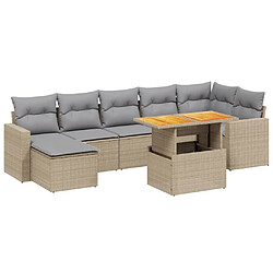 Maison Chic Ensemble à manger d'extérieur 8 pcs avec coussins,Salon de jardin,Mobilier de jardin mélange beige résine tressée -GKD109944