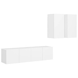 vidaXL Ensemble de meubles TV 4 pcs Blanc Bois d'ingénierie