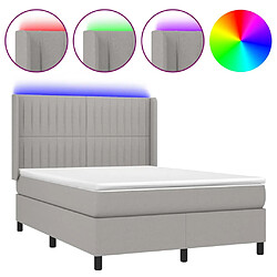 vidaXL Sommier à lattes de lit matelas LED Gris clair 140x190 cm Tissu