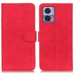 Etui en PU texture rétro, fermeture magnétique, anti-chocs avec support pour votre Motorola Edge 30 Lite/Edge 30 Neo 5G - rouge