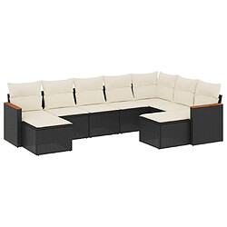 Maison Chic Ensemble Tables et chaises d'extérieur 9 pcs avec coussins,Salon de jardin noir résine tressée -GKD491540