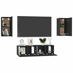 Avis Maison Chic Ensemble de meubles TV 4 pcs | Banc TV Moderne pour salon | Meuble de Rangement - Noir Aggloméré -MN76681