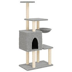 Helloshop26 Arbre à chat meuble tour grimper jouet grattage grattoir escalade plateforme avec griffoirs en sisal clair 131 cm gris 02_0022560