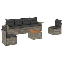 Maison Chic Salon de jardin avec coussins 7 pcs, Ensemble Tables et chaises de jardin, gris résine tressée -GKD743856