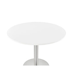 Acheter Mes Table à manger ronde 90 cm en bois blanc et pied en acier - BAHIA