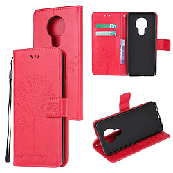 Etui en PU empreinte chouette arborescente avec flip rouge pour votre Nokia 5.3