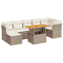 vidaXL Salon de jardin avec coussins 8 pcs beige résine tressée