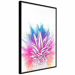 Paris Prix Affiche Murale Encadrée Rainbow Pineapple Crown 20 x 30 cm Noir