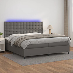 vidaXL Sommier à lattes de lit avec matelas et LED Gris 200x200 cm 