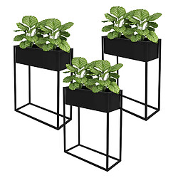 ML DESIGN MODERN LIVING 3x Support pour plantes en métal noir présentoir porte-fleurs stable 57x22x20 cm