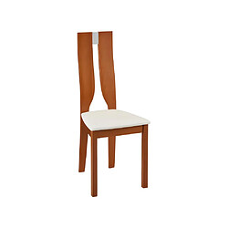 Vente-Unique Lot de 4 chaises SILVIA - Hêtre massif - Merisier & Blanc pas cher