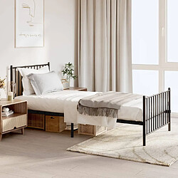 Maison Chic Lit adulte - Lit simple Cadre de lit métal avec tête de lit/pied de lit,Structure du lit Contemporain pour chambre noir 90x200 cm -MN96526