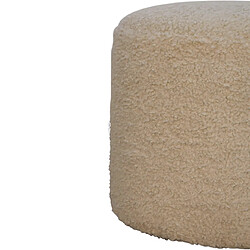 Artisan Furniture Pouf rond en bouclette crème rembourré, salon ou chambre pas cher