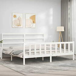 Acheter Maison Chic Lit adulte - Cadre Structure de lit avec tête de lit Contemporain blanc 200x200 cm bois massif -MN42489