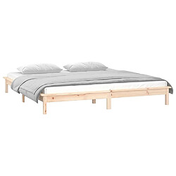 Maison Chic Lit adulte - Cadre de lit à LED,Structure du lit Contemporain 200x200 cm bois massif -MN34692 pas cher